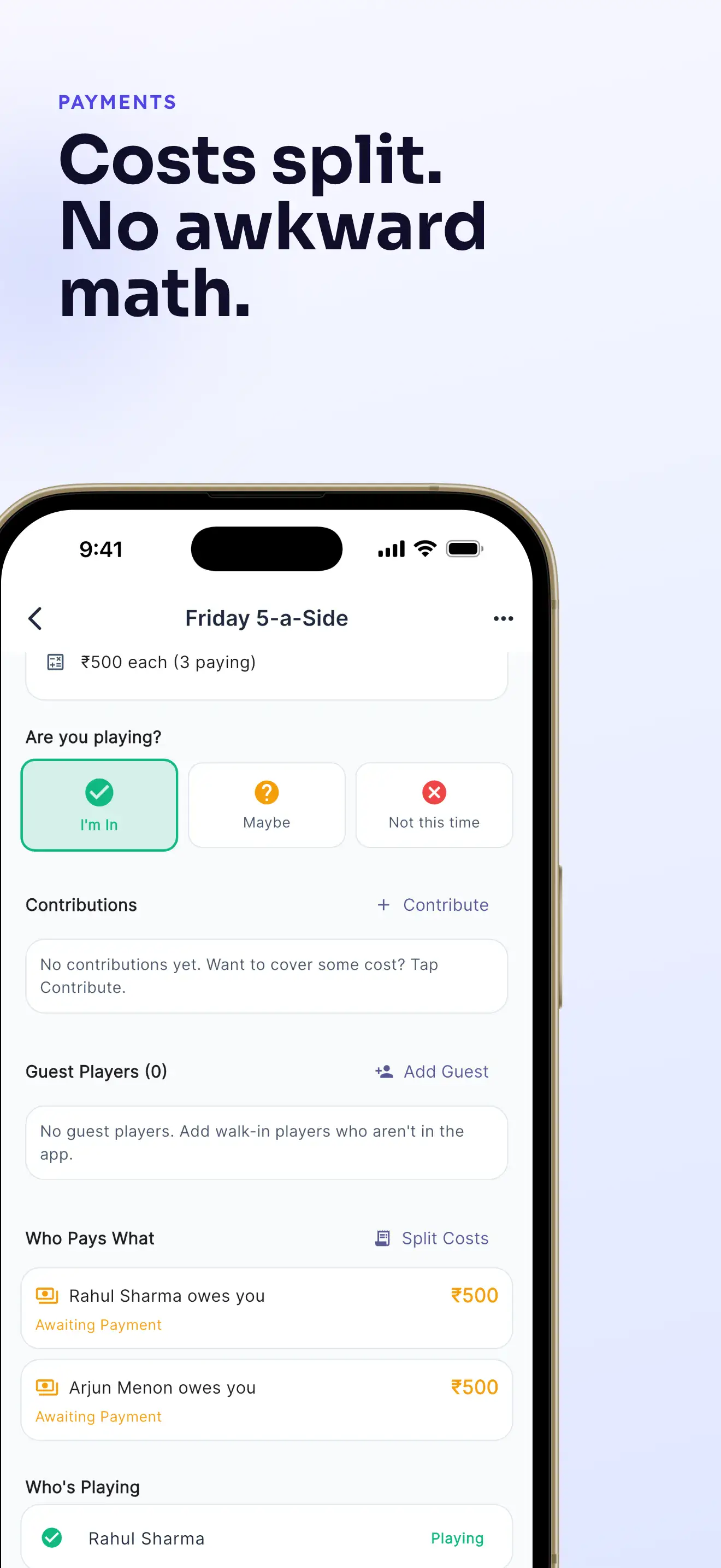 Cost splitting with per-person calculation
